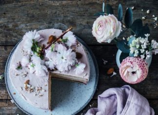 Birthday Cake : Our Food Stories // glutenfree rhubarb-raspberry cake