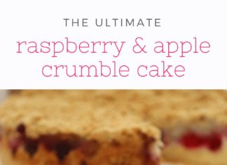 Birthday Cake : Raspberry & Apple Crumble Cake This yummy cake has the perfect butter cake base…