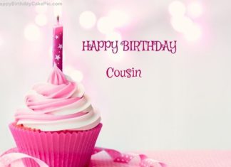 Birthday Quotes : Happy Birthday Cupcake Candle Pink Cake Of Cousin