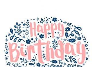 Happy Birthday Wiches : texte Joyeux anniversaire avec motif floral dans la conception de forme ovale Ve…