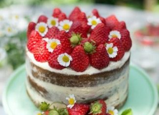 Birthday Cake : A spectacular strawberries and cream naked cake that's perfect for birthdays…