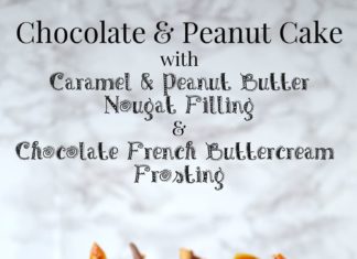 Birthday Cake : Chocolate & Peanut Cake with Caramel Peanut Butter Nougat Filling