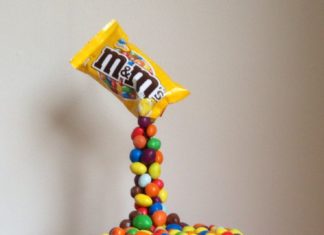 Birthday Cake : Giles birthday cake. M&M illusion gravity cake.