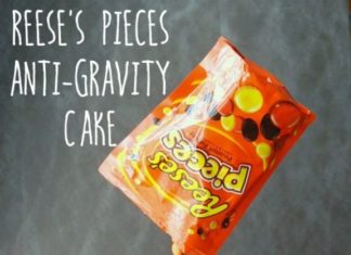 Birthday Cake : Learn how to make this amazing anti-gravity cake that looks like a bag of Reese&…