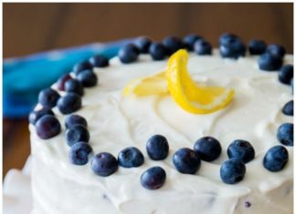 Birthday Cake : Sunshine-sweet lemon layer cake dotted with juicy blueberries and topped with lu…