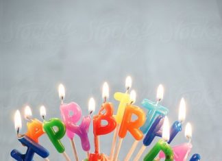 Birthday Quotes : Burning Happy Birthday Candles sticked into muffin