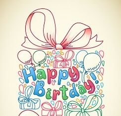 Birthday Quotes : Tarjeta de cumpleaños con boceto de regalo