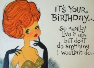 Birthday Quotes : Vintage Greeting Card, Birthday Card, Bombshell Woman, Birthday Card, Kitschy, M…