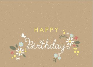 Happy Birthday Wiches : Fleur carte de joyeux anniversaire avec caractères en métal – Illustration vec…