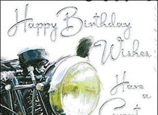 Happy Birthday Wiches : Jonny Javelin Open Male Birthday Card – Black Motorbike 7.25″ x 5.5″ Code V211 J…