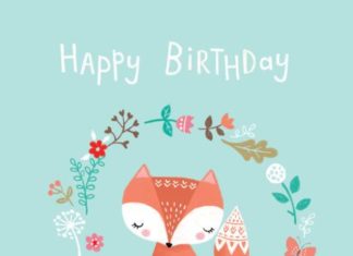 Happy Birthday Wiches : Louise Anglicas – LAS Woodland Fox Butterfly Mushroom Flowers Happy Birthday