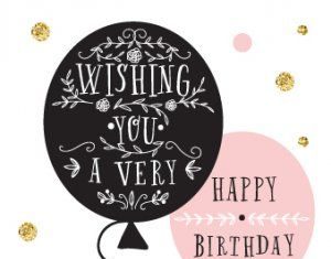 Happy Birthday Wiches : “WISHING YOU A VERY HAPPY BIRTHDAY” Pink & Black Balloon | Cards Only
