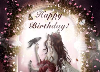 Happy Birthday Wiches : Happy Birthday! Fairy with cat and crows