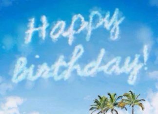 Happy Birthday Wiches : Happy Birthday – beach – palm trees – blue sky –