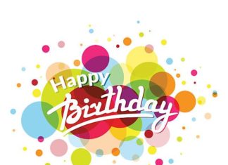 Happy Birthday Wiches : Carte de voeux joyeux anniversaire avec des cercles colorés dans le dos – Illus…