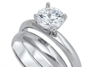 Birthday Gifts Ideas : 1.5CT Round Cut Russian Lab Diamond Solitaire Bridal Set Wedding Band Ring