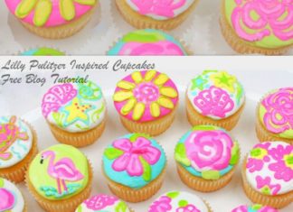Birthday Cake : Lilly Pulitzer inspired buttercream-frosted cupcakes! Free blog tutorial on MyC…