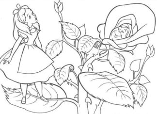 Birthday Decoration : Alice In Wonderland Was Out In The Woods With Friends Coloring Pages
