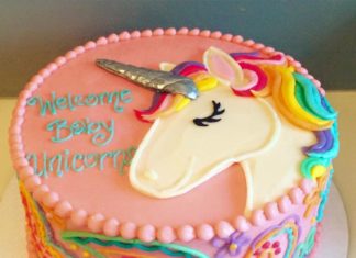 Birthday Decoration : Baby unicorn baby shower cake!