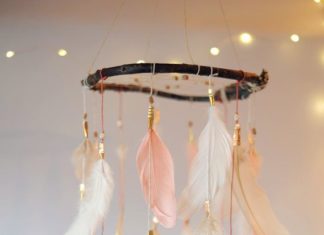 Birthday Decoration : Coral Dreamcatcher Mobile Boho Native American by DreamkeepersLLC