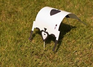 Birthday Decoration : “I drew a few card soldiers on poster board, cut them out, and duct taped them t…