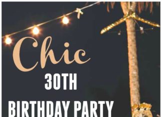 Birthday Decoration Ideas : A 30th birthday cocktail event decorated in black & white stripes with chic gold…