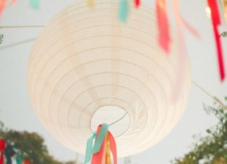 Birthday Decoration Ideas : Add some ribbons to white paper lanterns