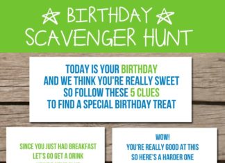 Birthday Decoration Ideas : Birthday Scavenger Hunt {with free printables!}