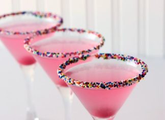 Birthday Decoration Ideas : Caketini…with frosting and sprinkles on the rim!