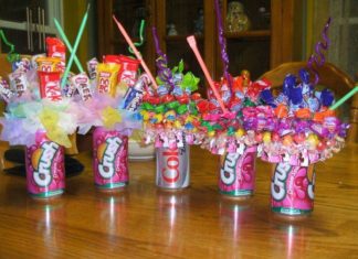 Birthday Decoration Ideas : Candy and Soda Bouquets. So much fun to make and receive.
