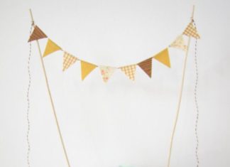 Birthday Decoration Ideas : Fabric Cake Topper – Bunting Decoration – Wedding, Birthday Party, Shower Decor …