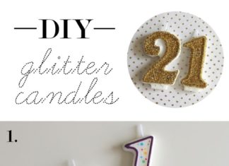 Birthday Decoration Ideas : Glitter candles DIY