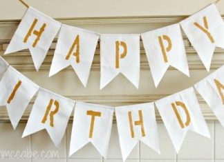 Birthday Decoration Ideas : Gold and white happy birthday banner