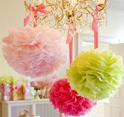 Birthday Decoration Ideas : Lilly Pulitzer Party Pom Poms – Loopy Lilly- baby shower
