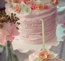 Birthday Decoration Ideas : Lovely pink birthday cake with a matching smash cake