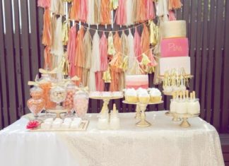 Birthday Decoration Ideas : Orange pink and gold birthday