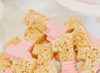 Birthday Decoration Ideas : Pink Dipped Number One Rice Krispie Treats via Pretty My Party