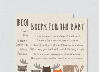 Birthday Decoration Ideas : Woodland Baby Shower Bring a Book Instead of a Card Invitation Inserts – Instant…