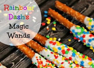 Birthday Decoration : Rainbow Dash's “Magic Wands” Chocolate-Dipped Pretzel Rods for a My Little P…