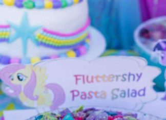 Birthday Decoration : Rainbow pasta salad at a My Little Pony birthday party! See more party planning …