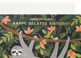 Birthday Decoration : Sloth Belated Birthday Card // Because we forget every now and then