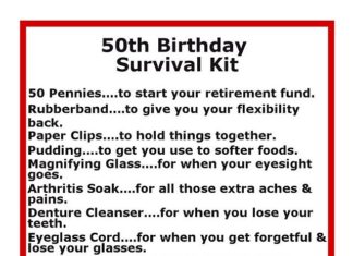 Birthday Decoration : Survival Kits with cute sayings | 50 th birthday survival kit