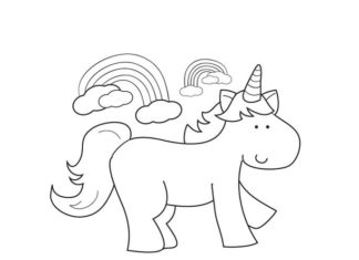 Birthday Decoration : U is for unicorn coloring page