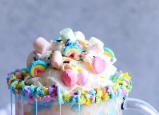 Birthday Decoration : Unicorn Hot Chocolate-A magical pastel rainbow of color, fluffy mini marshmallow…