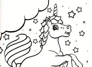 Birthday Decoration : Unicorn coloring page – Makaila loves “ponycorns”.