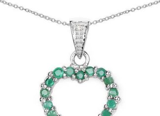 Birthday Gifts Ideas : .059TCW Natural Green Emerald & White Diamond Heart Pendant Necklace