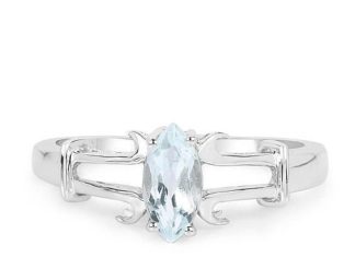 Birthday Gifts Ideas : .52CT Marquise Cut Blue Aquamarine Engagement Ring
