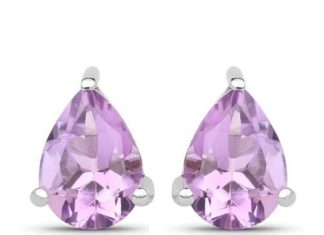 Birthday Gifts Ideas : 1.25CT Pear Cut Lavender Amethyst Stud Earrings