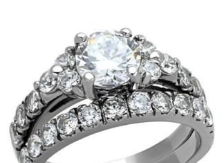 Birthday Gifts Ideas : 1.5CT Round Cut Russian Lab Diamond Bridal Set Ring