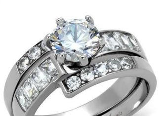 Birthday Gifts Ideas : 1.5CT Round Cut Russian Lab Diamond Bridal Set Wedding Band Ring